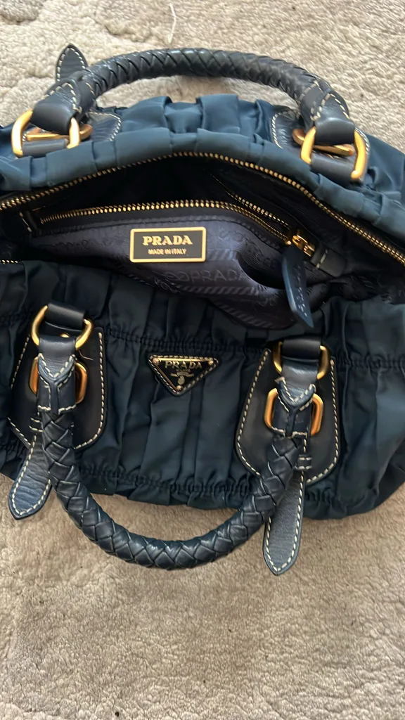 Prada Blue Ruched  Handbag Vintage thumbnail