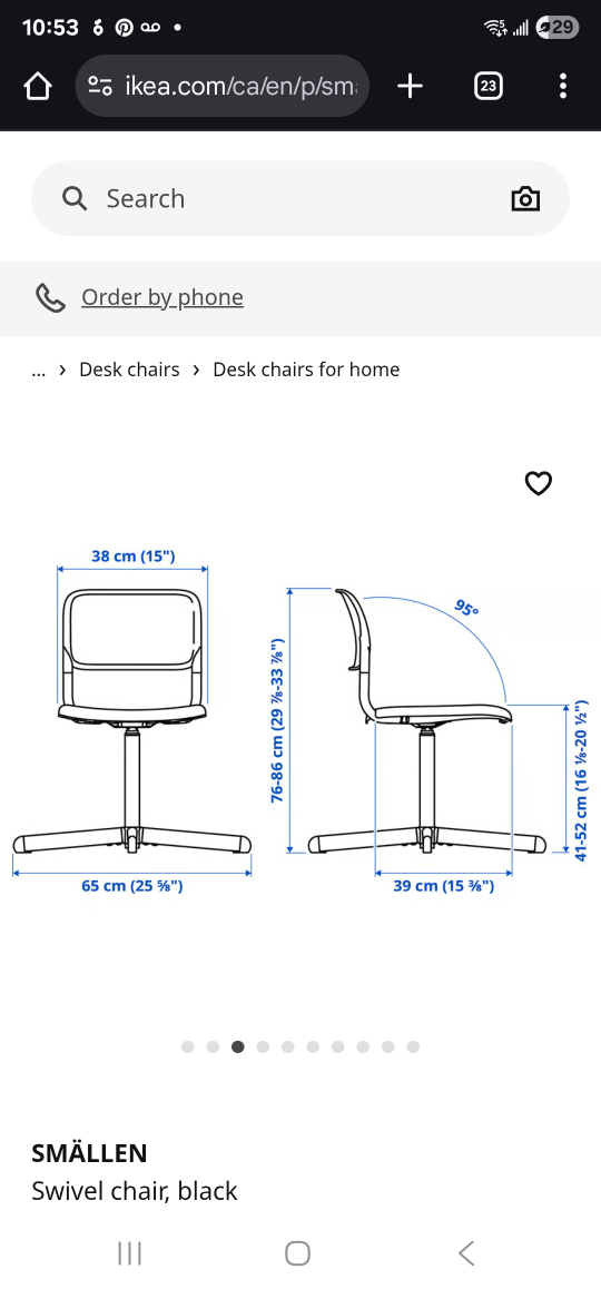 IKEA SMÄLLEN Swivel Chair & Pillow- Black - photo 4
