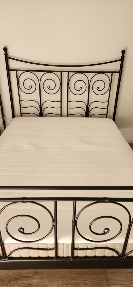 Black Metal Bed Frame with Mattress