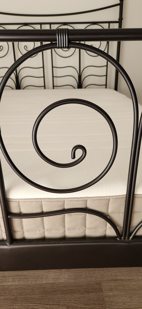Black Metal Bed Frame with Mattress - photo 3