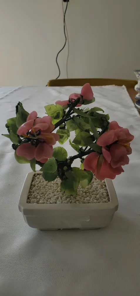 Ceramic Bonsai Tree with Pink Glass Flowers thumbnail