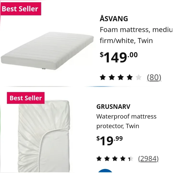 🔥Moving sale🔥Used 5 months_IKEA Twin Mattress and cover thumbnail