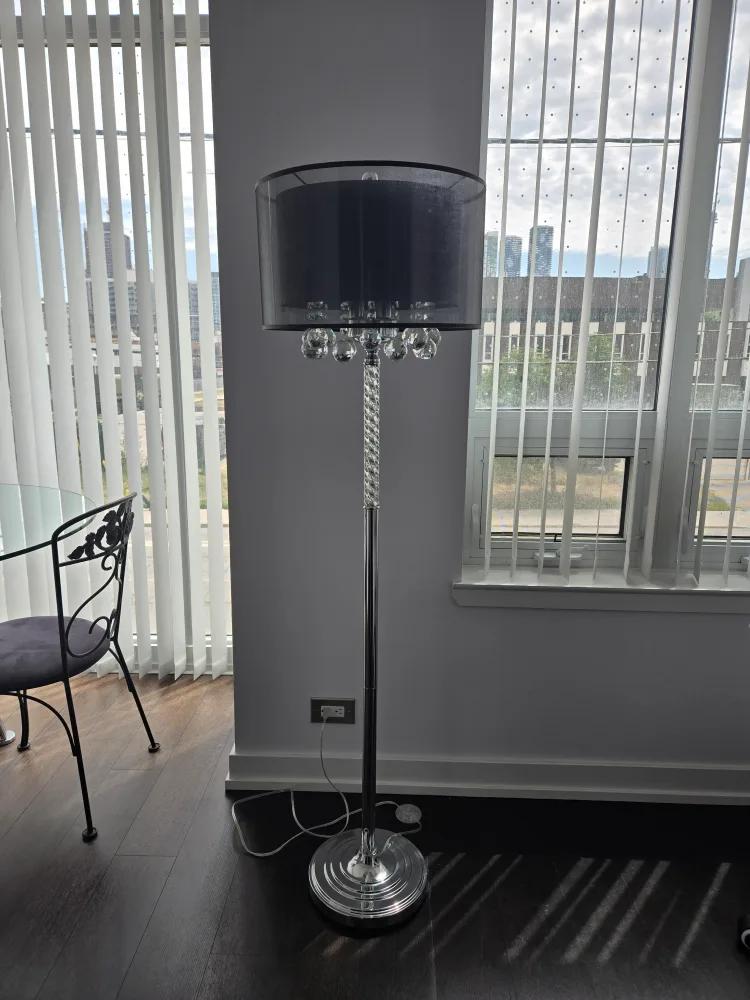 Black Floor Lamp with Crystal Accents thumbnail