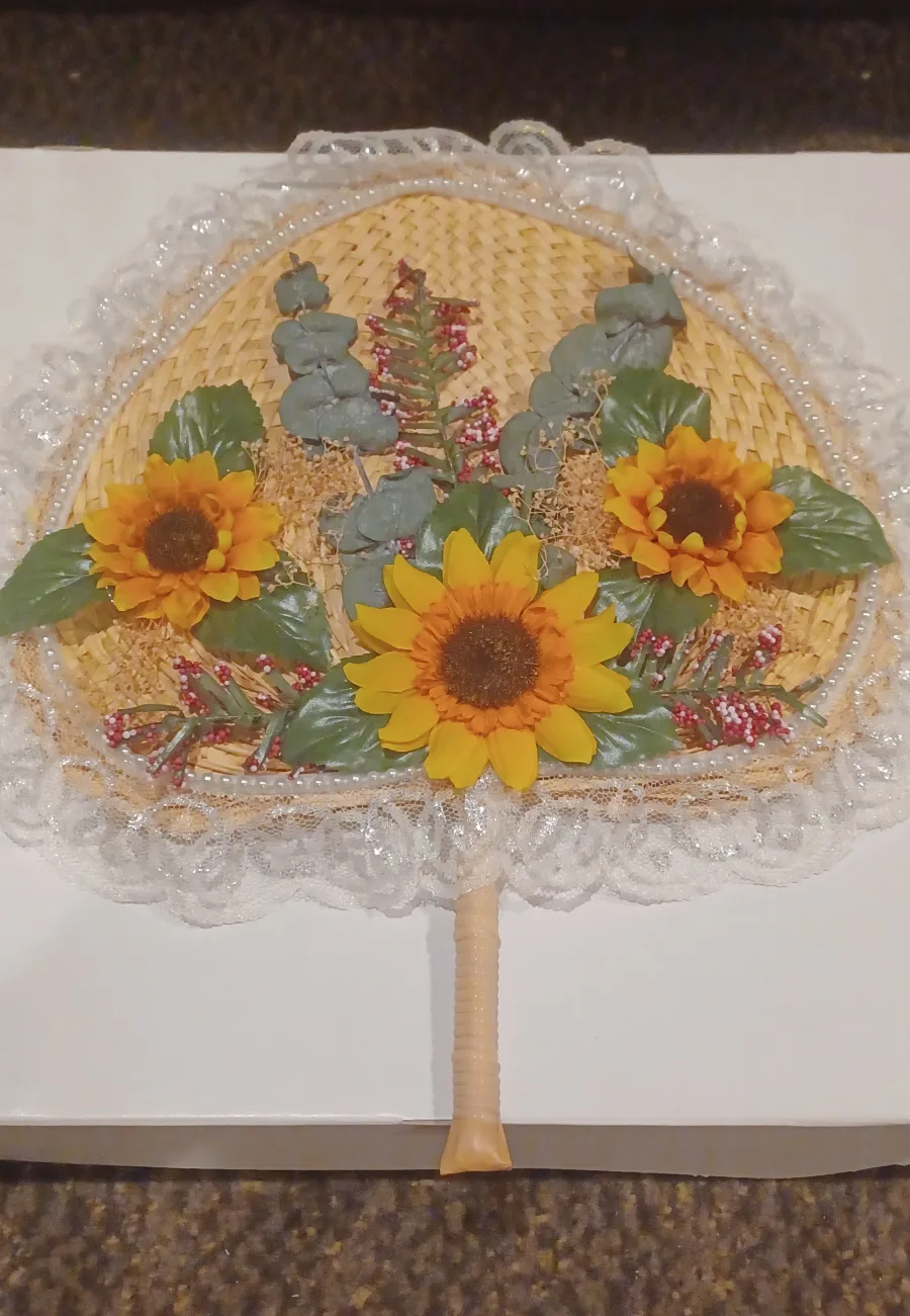 Vintage Rattan Woven Leaf Fan thumbnail