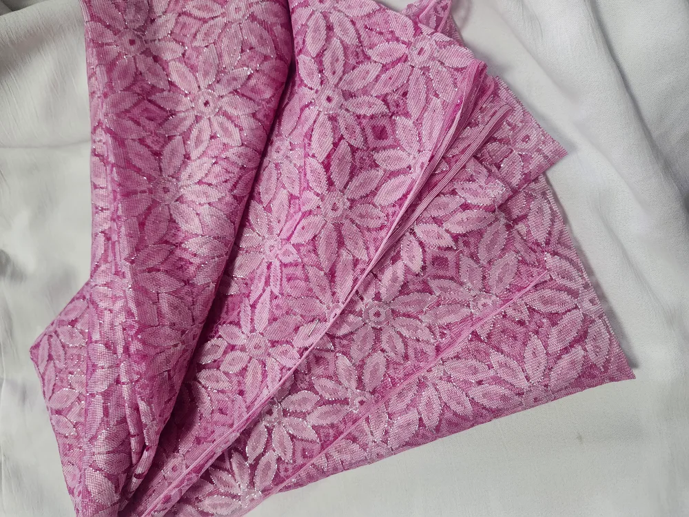 Pink Floral Lace  salwar Fabric thumbnail