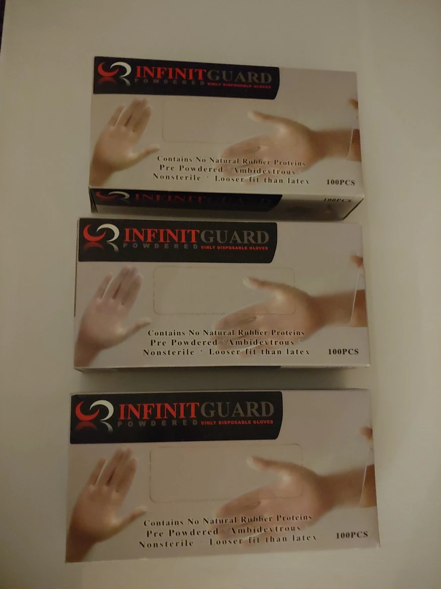INFINITGUARD Powdered Vinyl Disposable Gloves - 100pcs