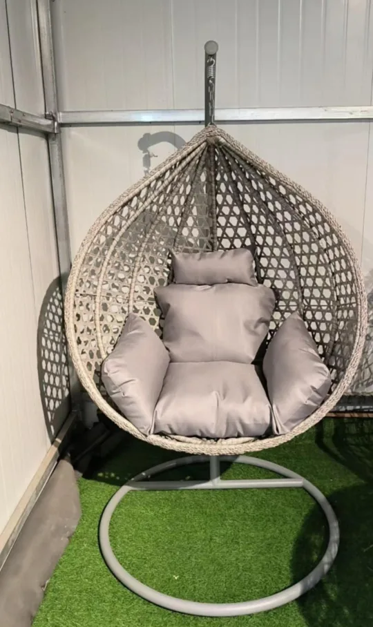 Grey Wicker Egg Chair with Cushions thumbnail