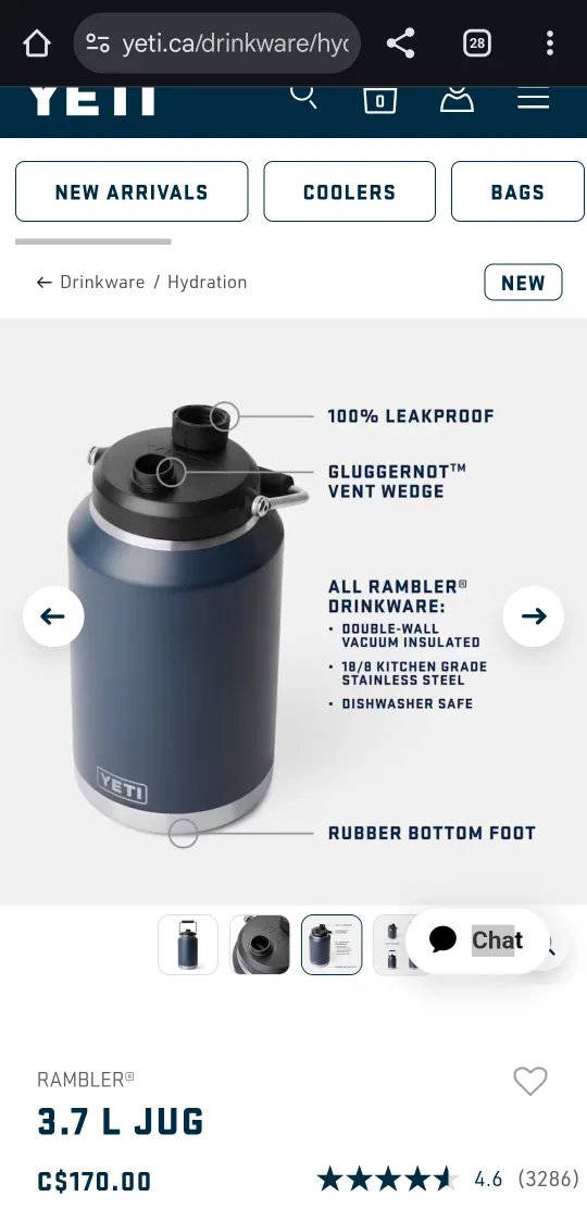 YETI Rambler 3.7 L Jug - Navy thumbnail
