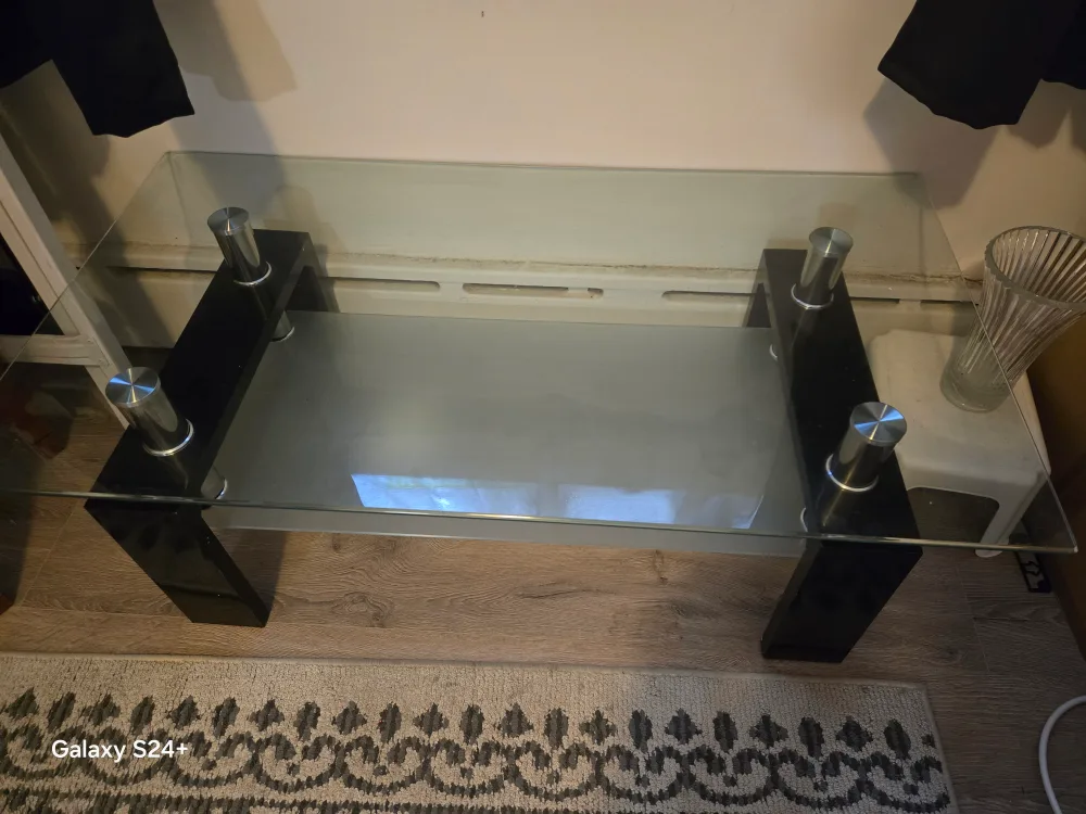 Glass Top Coffee Table - Black Legs image indicator(3)