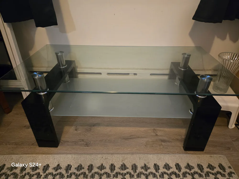 Glass Top Coffee Table - Black Legs image indicator(4)