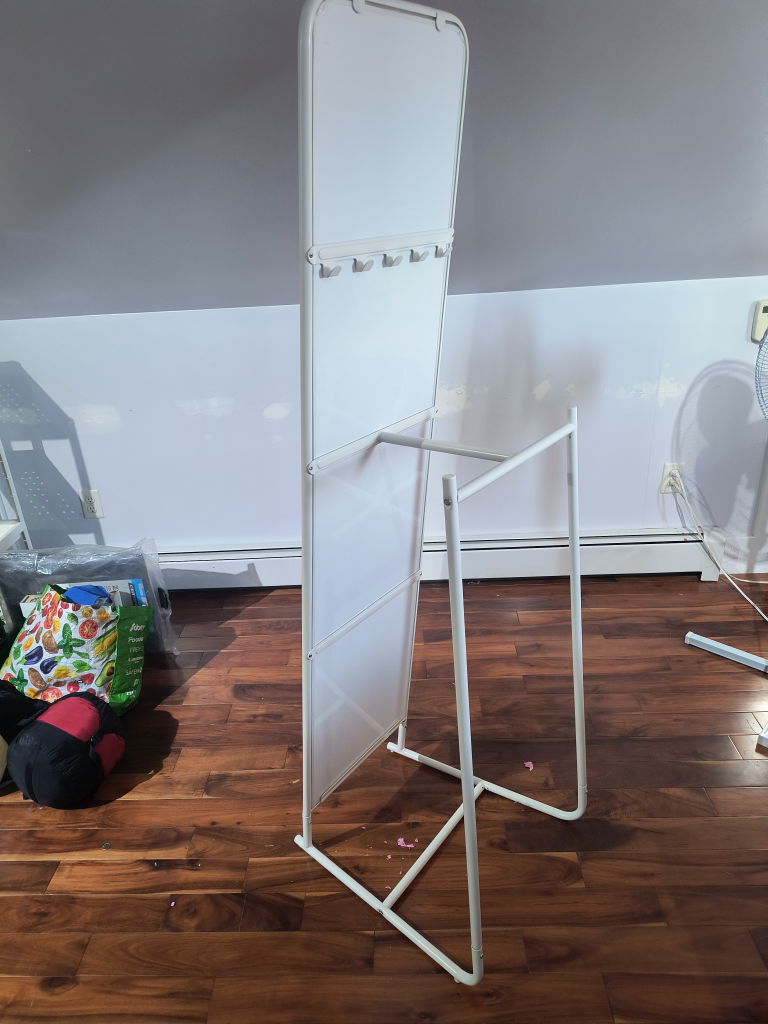 White Standing Mirror with Rack