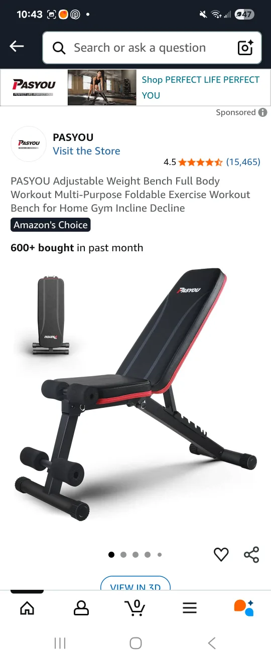 Pasyou Adjustable Weight Bench thumbnail