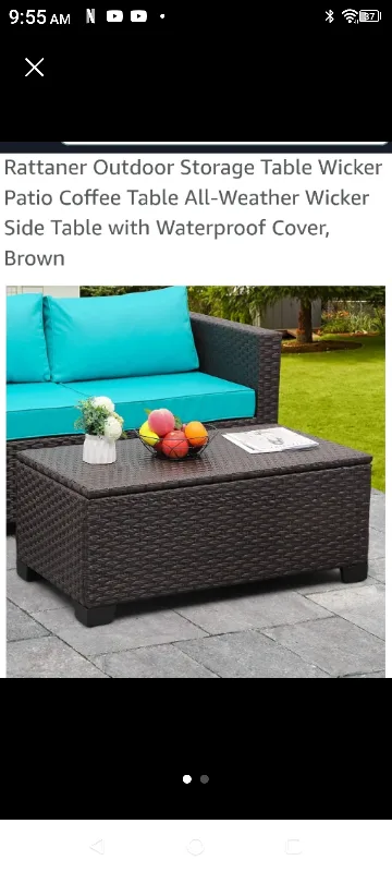 Rattaner Outdoor Storage Coffee Table - Brown thumbnail