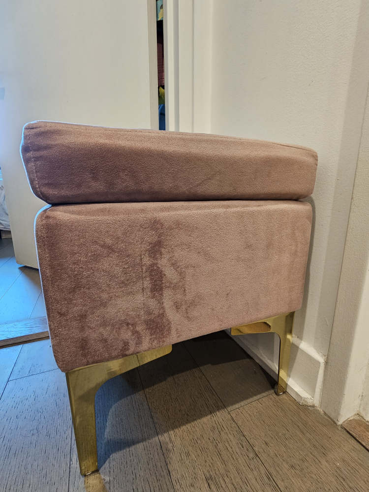 ORNAVO HOME Pink Velvet Ottoman with Gold Legs - photo 2
