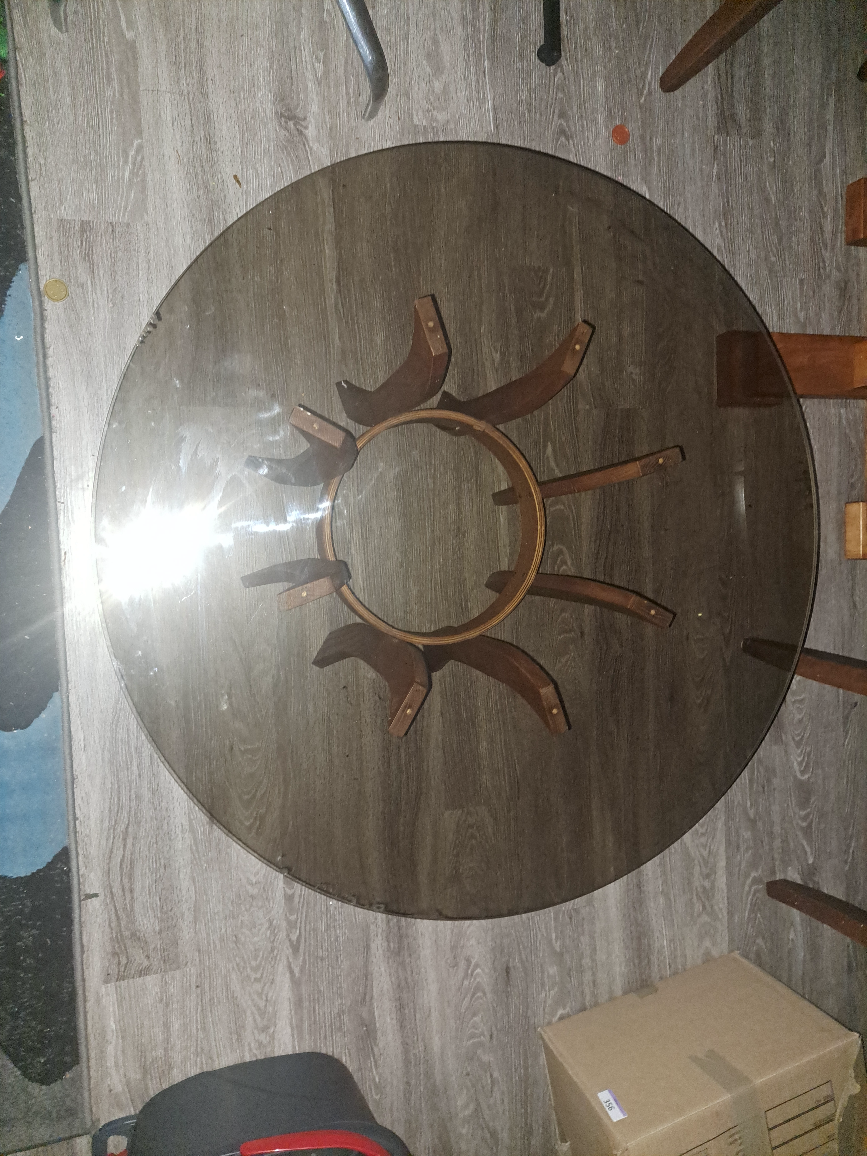 MCM oak and smoke glass coffee table - photo 2