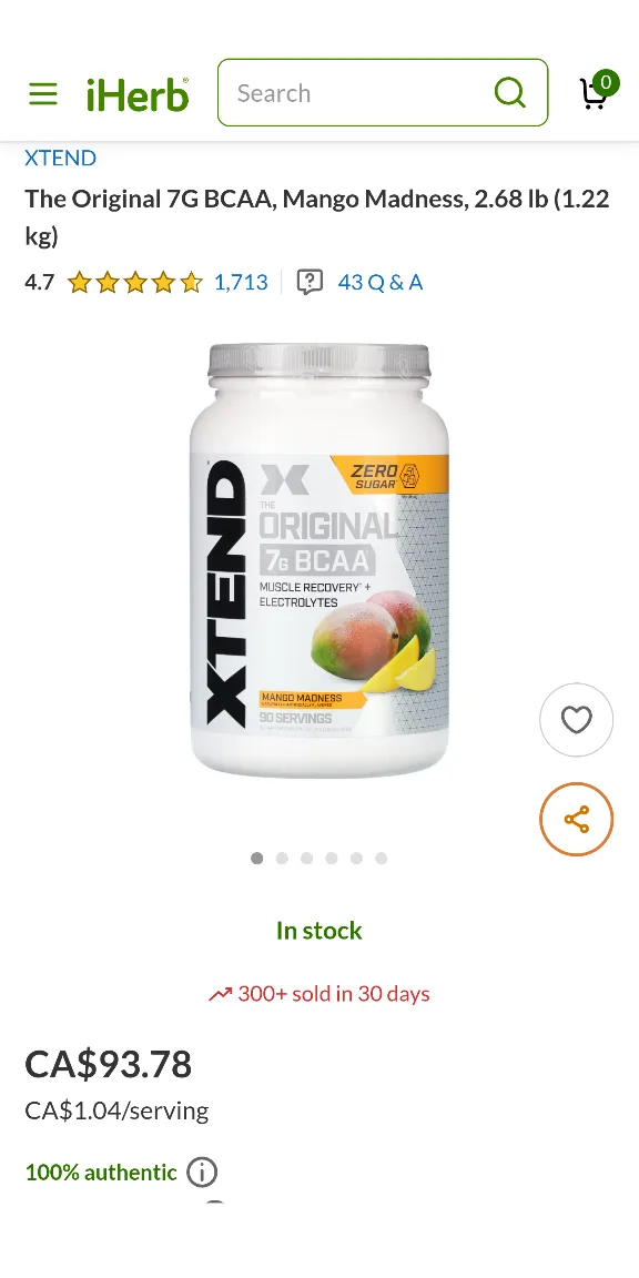 XTEND® The Original 7G BCAA - 90 Servings image indicator(6)
