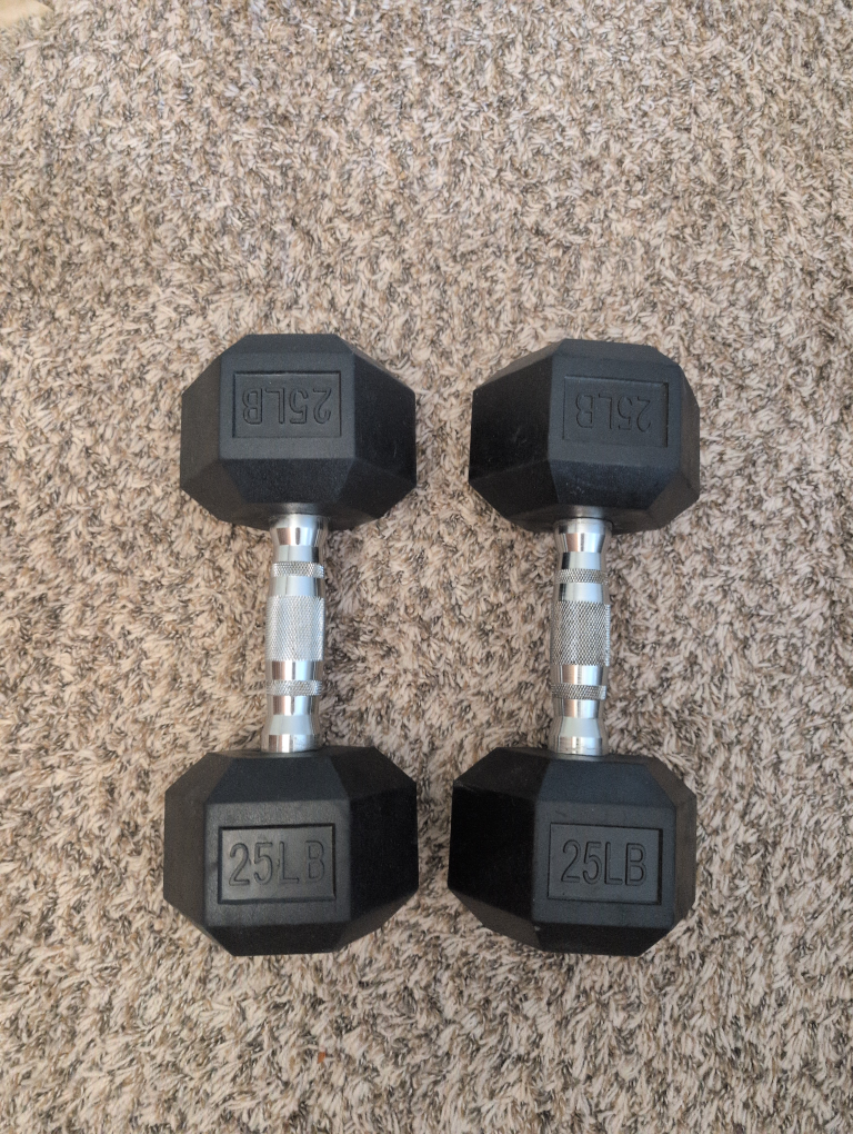 2x 25lb Hex Dumbbells
