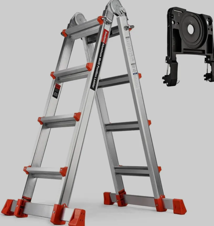 SocTone ZL1104 4-Step Aluminum Ladder - Silver Orange image indicator(2)