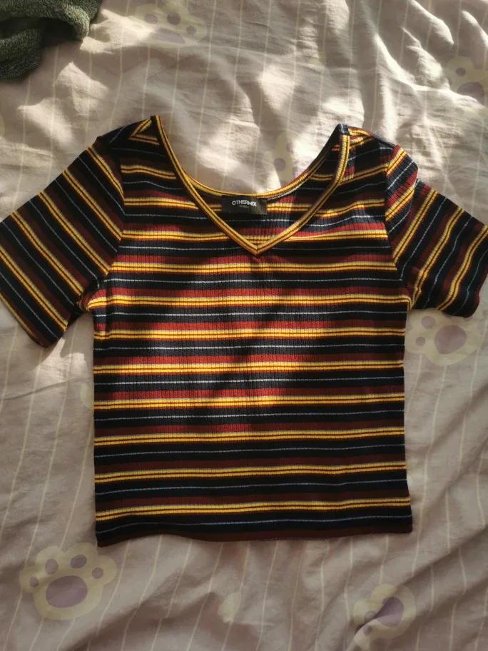 Othermix Striped Crop Top - Size Small thumbnail