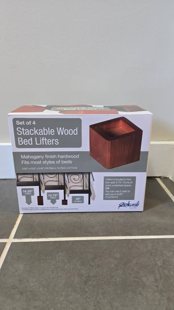 Stackable Wood Bed Lifters - Mahogany Finish thumbnail