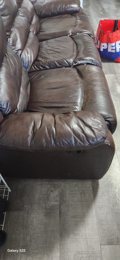Brown Leather Reclining Sofa - photo 3