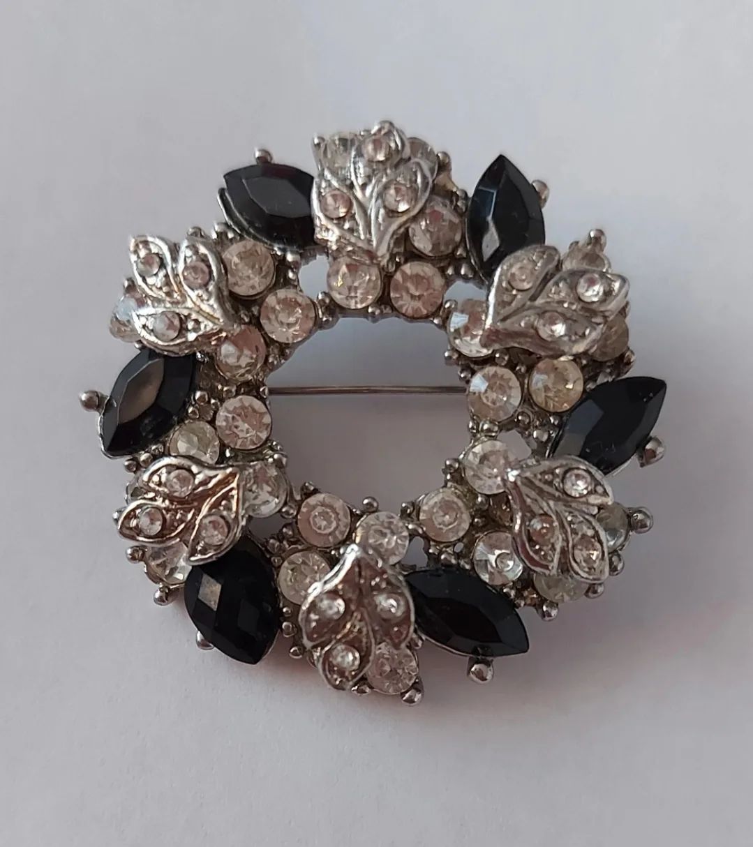 Floral Brooch - Black and Silver thumbnail