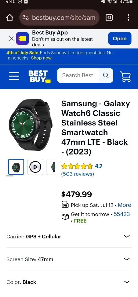 Samsung Galaxy watch 6 classic 47mm LTE/cellular image indicator(3)