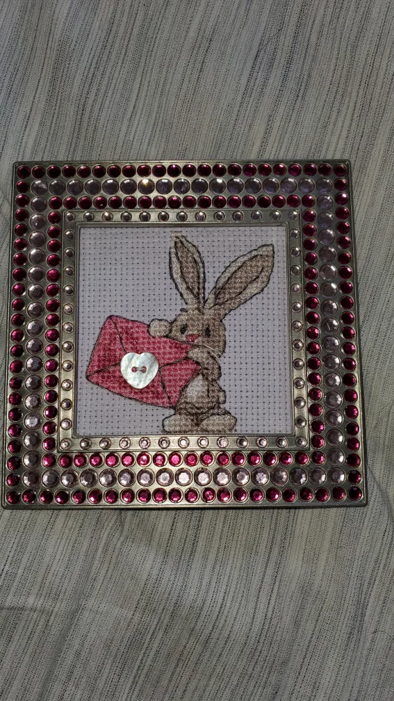 sparkly Jewel Framed Bunny Cross Stitch thumbnail