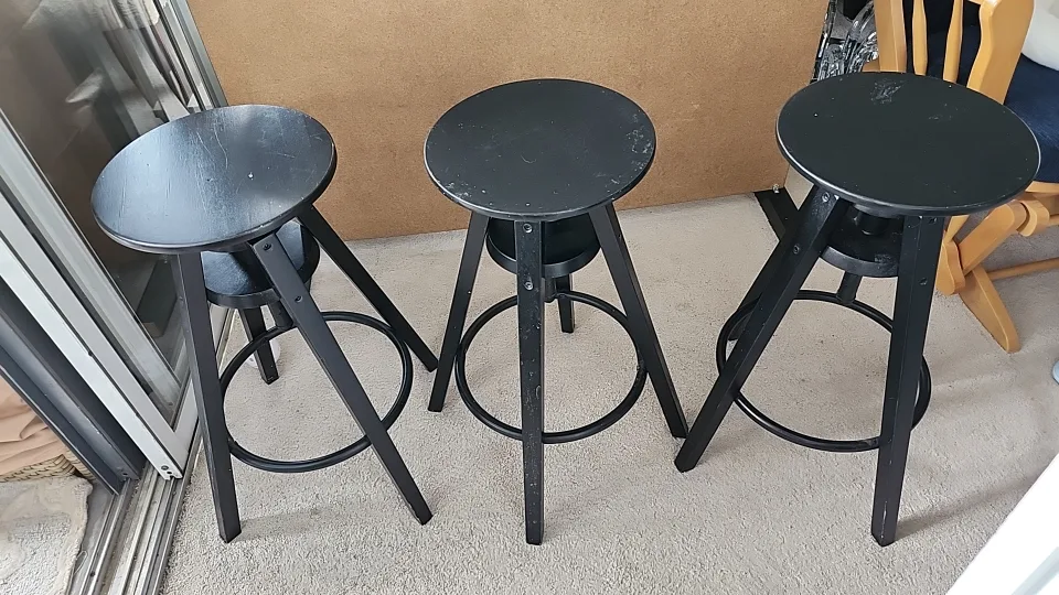 Black Bar Stools - Set of 3 thumbnail