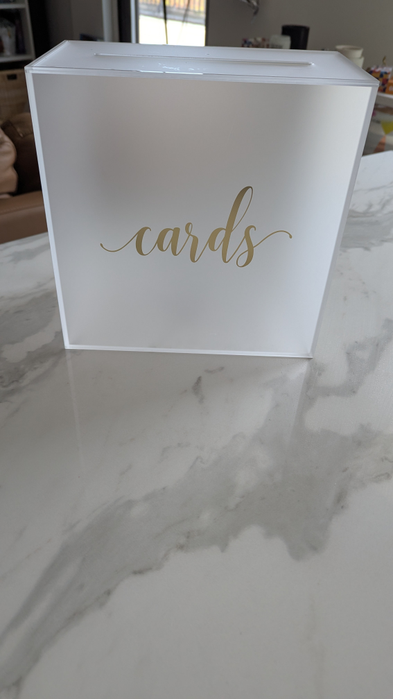 Acrylic Wedding Card Box with Gold Lettering