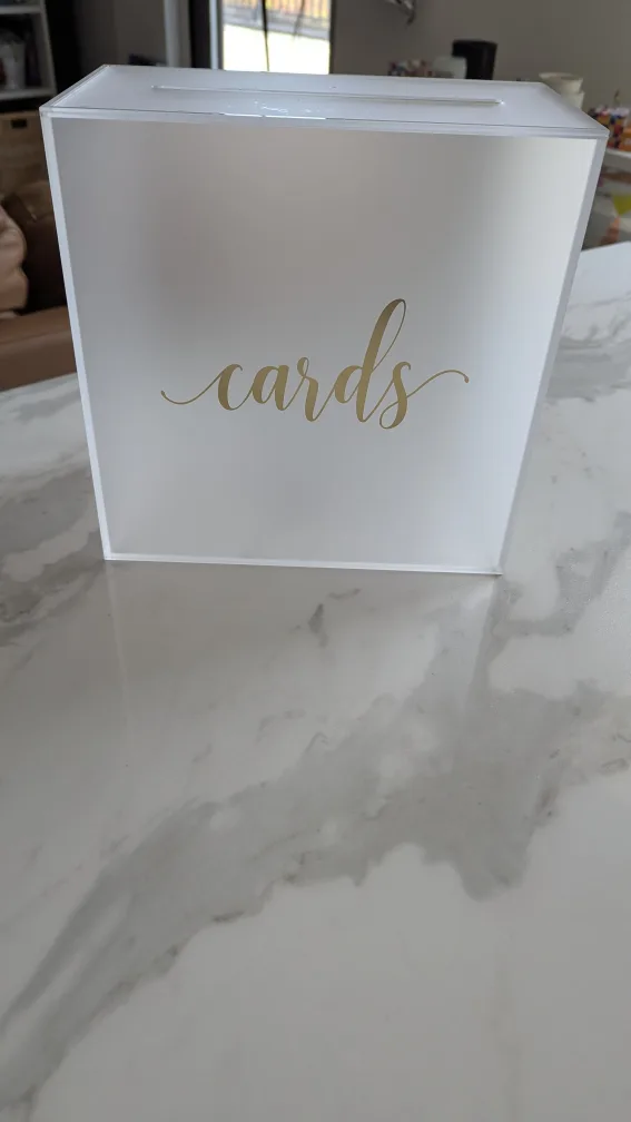 Acrylic Wedding Card Box with Gold Lettering thumbnail