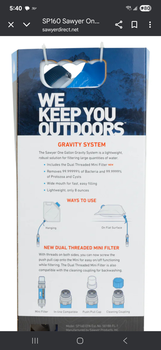 Sawyer Squeeze Water Filter System 2 gallon - photo 2