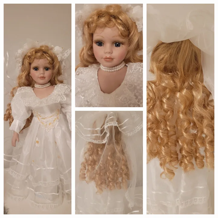 Porcelain Doll in White Dress, needs some minor TLC 🇨🇦🍁 thumbnail
