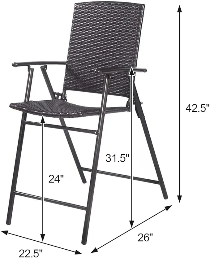 Set of 4 Brown Wicker Folding Patio Chairs image indicator(6)