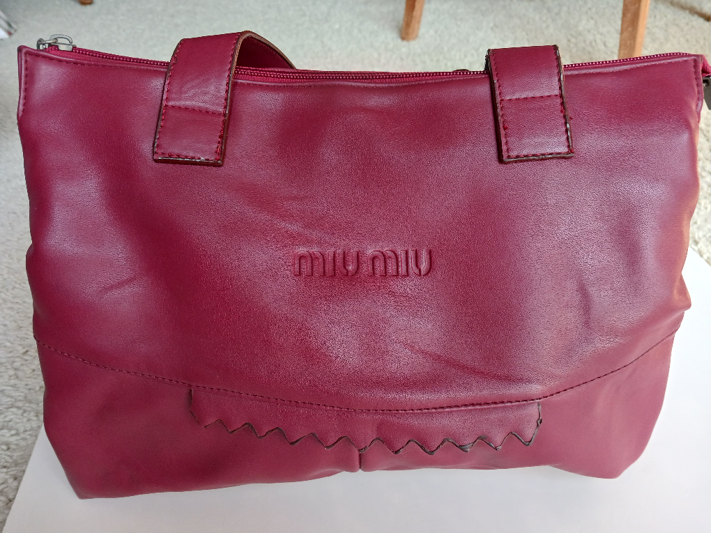 Miu Miu Burgundy Leather Tote Bag