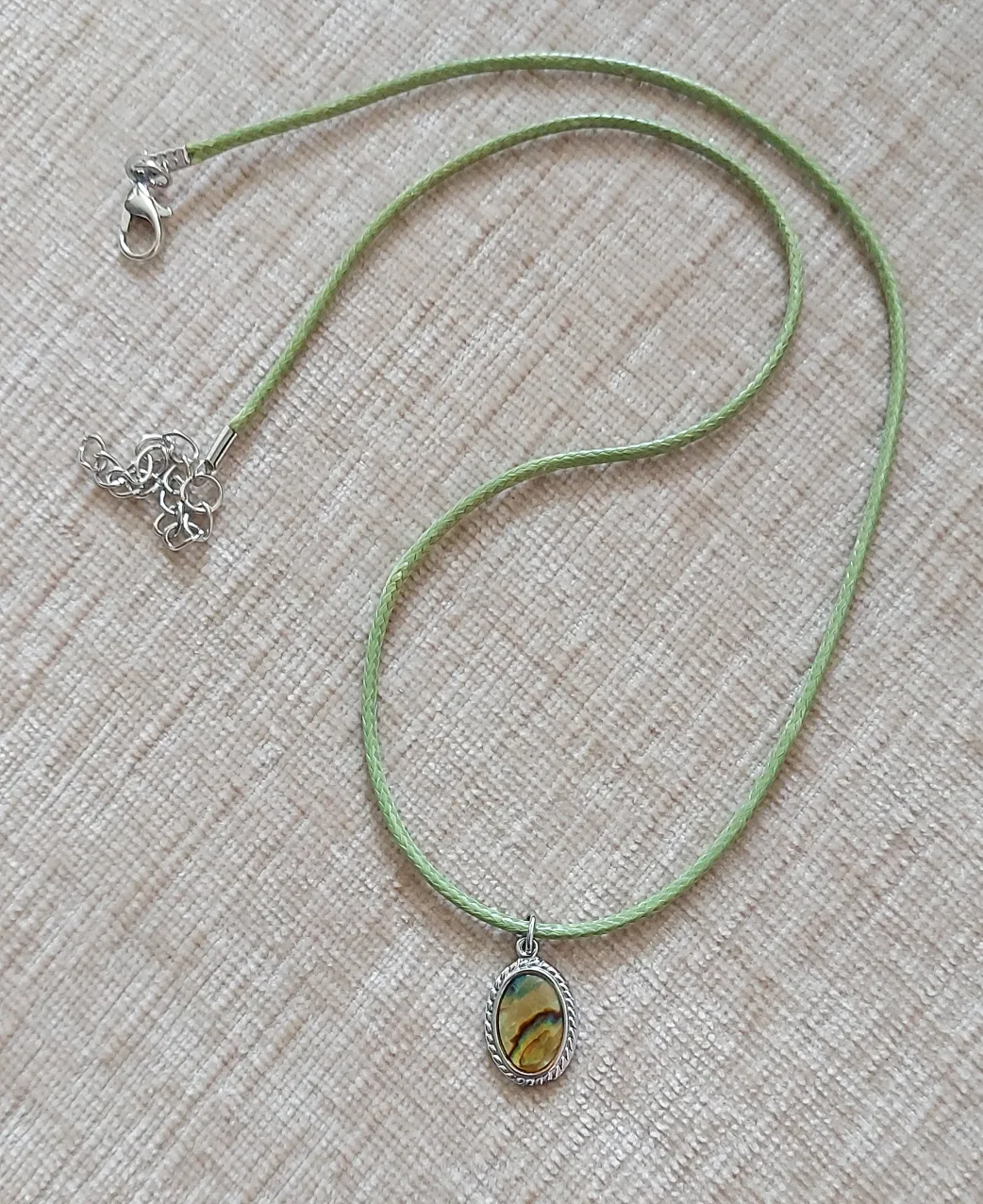 Abalone Pendant Necklace - Green Cord image indicator(2)