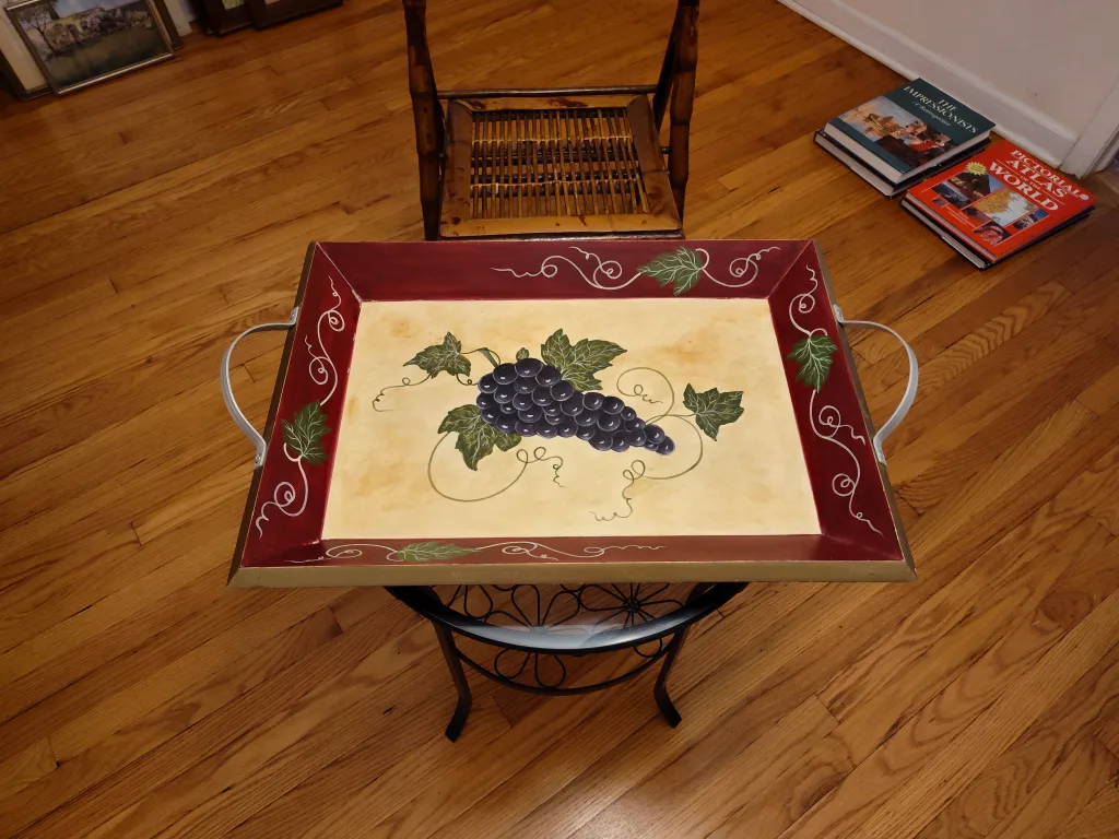 Hand Painted Serving Tray with Grape Design thumbnail