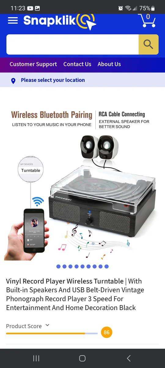 Udreamer Vintage Record Player - black  brand new in box image indicator(2)