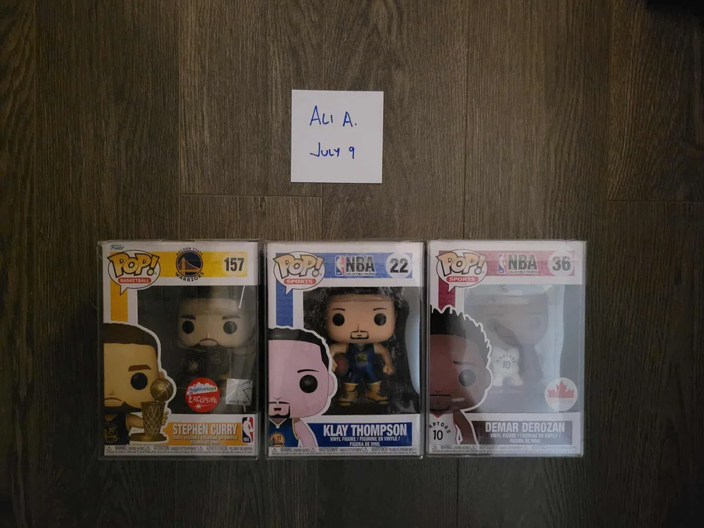 Funko POP! NBA Stephen Curry, Klay Thompson, Demar Derozan thumbnail