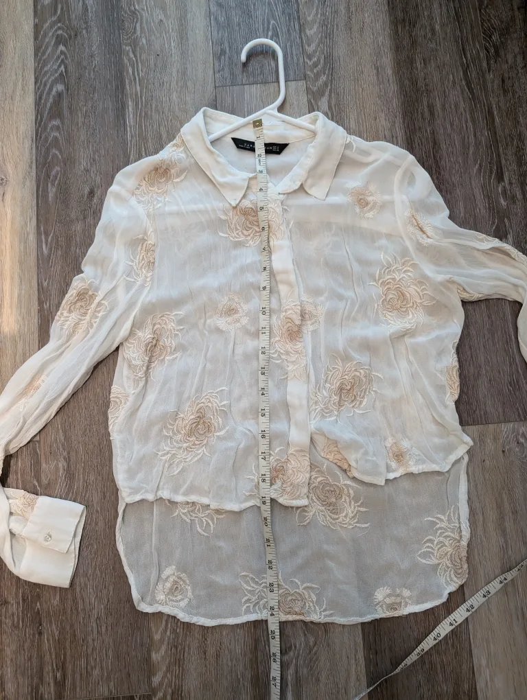 Zara Woman Embroidered Blouse - Size M thumbnail