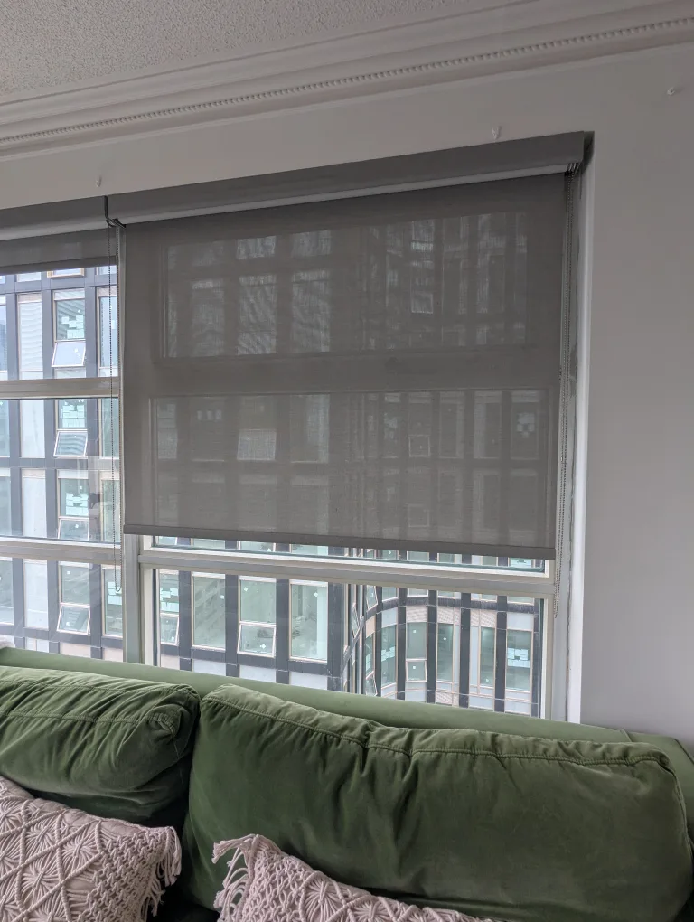 Two Grey Roller Shade Blinds thumbnail