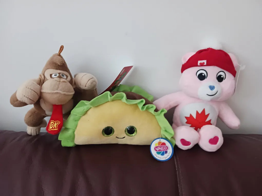Nanco Donkey Kong, Taco, and Care Bear Plush Toys thumbnail