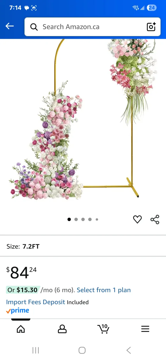 7.2FT Gold Metal Wedding Arch thumbnail