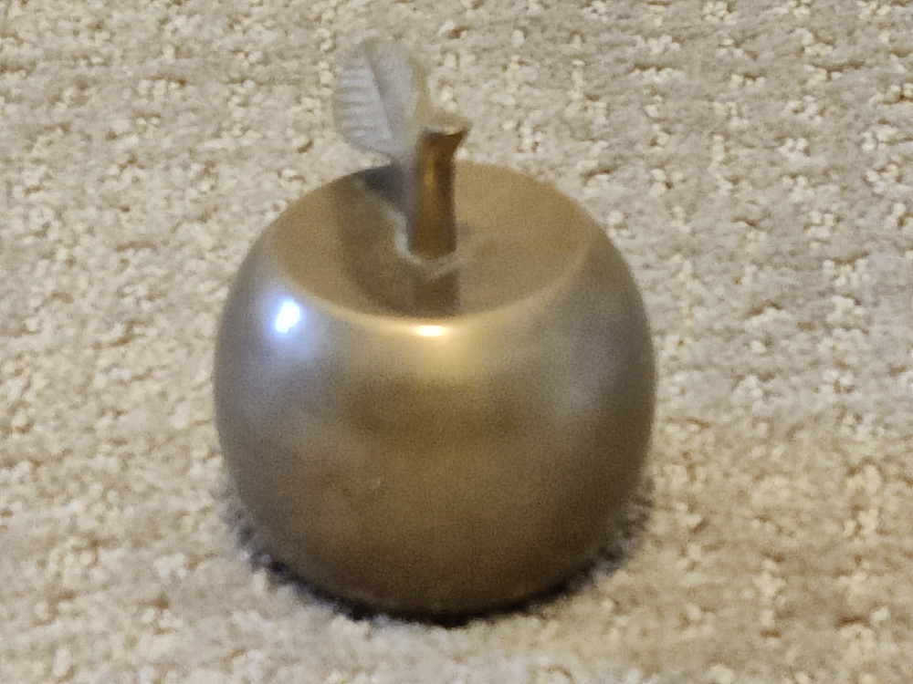Vintage Brass Apple Shaped Dinner Bell w/ Stem and Leaf - 2-1/4" - photo 4