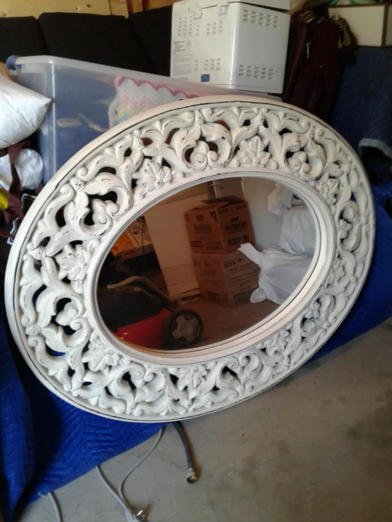 Victorian style white large mirror - pickup by Duff & Eg thumbnail