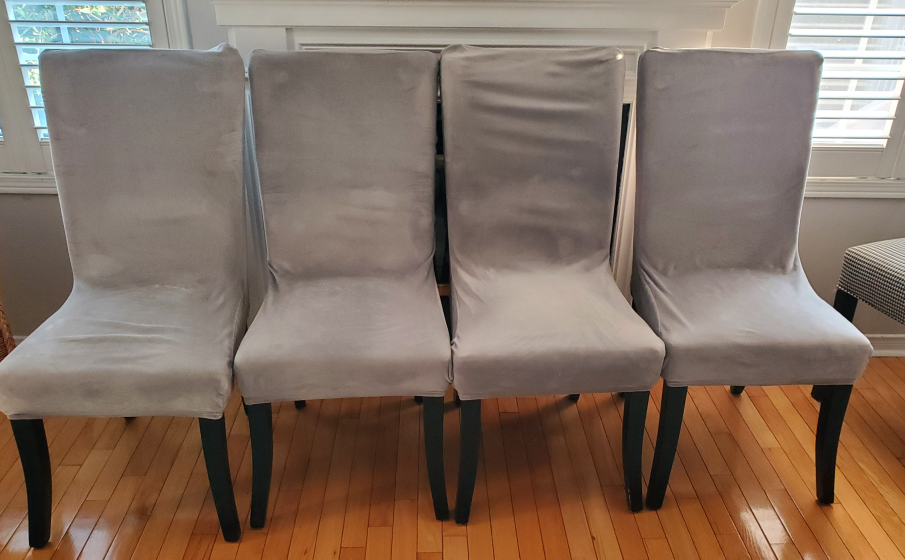 4 Dining Chairs with grey covers