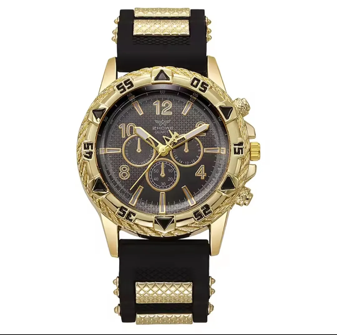 Zhowe Quartz Watch - Black & Gold thumbnail