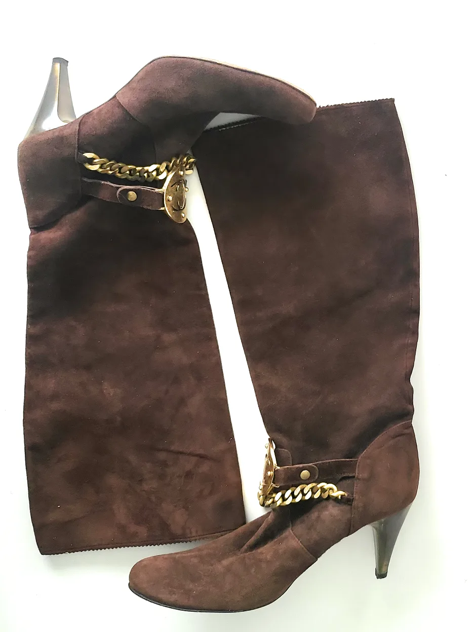 just cavalli Couture Brown Suede Knee High Boots size 41 image indicator(8)