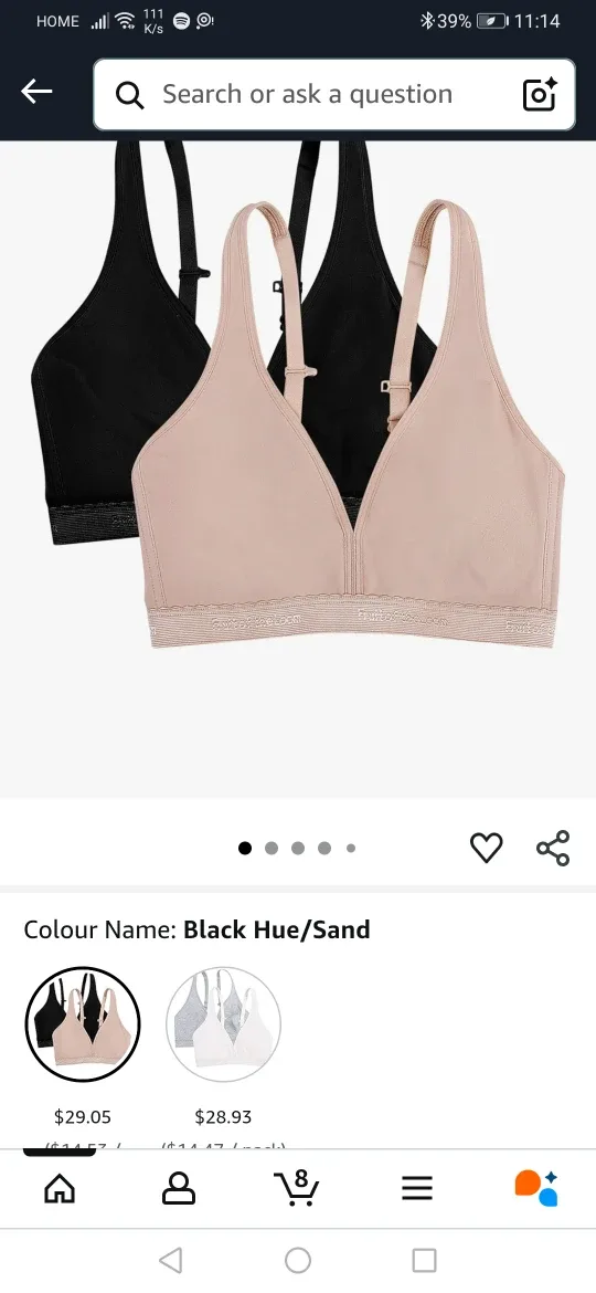 Fruit of the Loom 34DDD Bras (Black/Sand) thumbnail