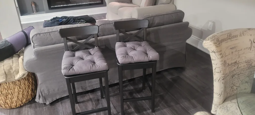 Set of 2 Grey Cushioned Bar Stools thumbnail